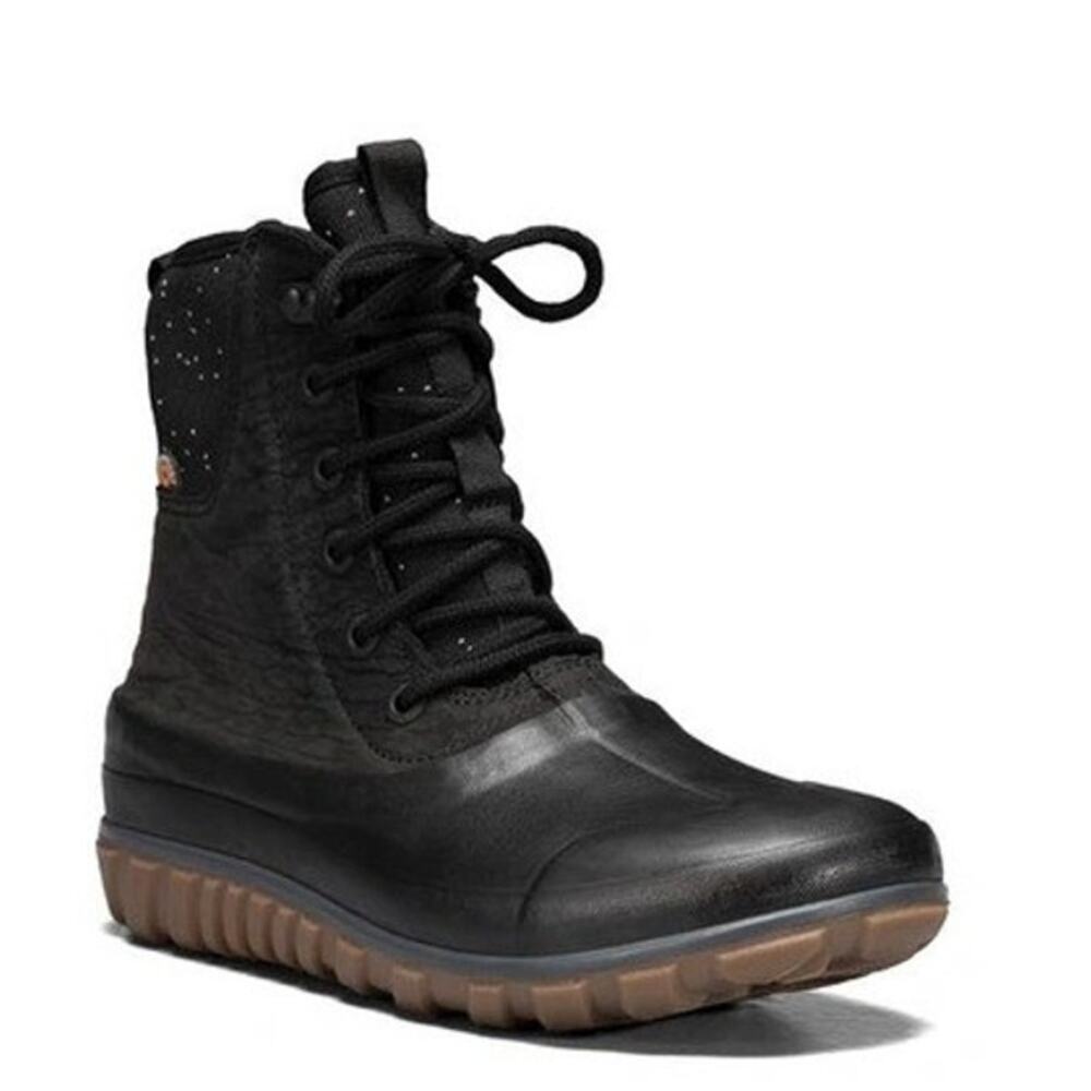 Bogs Women's Leather Upper Waterproof Casual Boots Lace-Up Black Size 9
